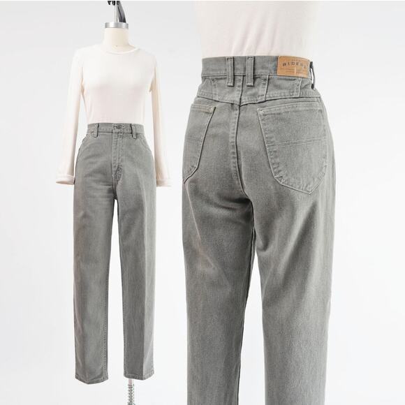 Vintage 90s French Gray Lee Riders High Waisted Tapered Leg Mom Jeans M